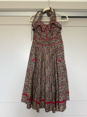 Aryeh Floral 50s-Style Sun Halter Dress with Multicolor Floral Print